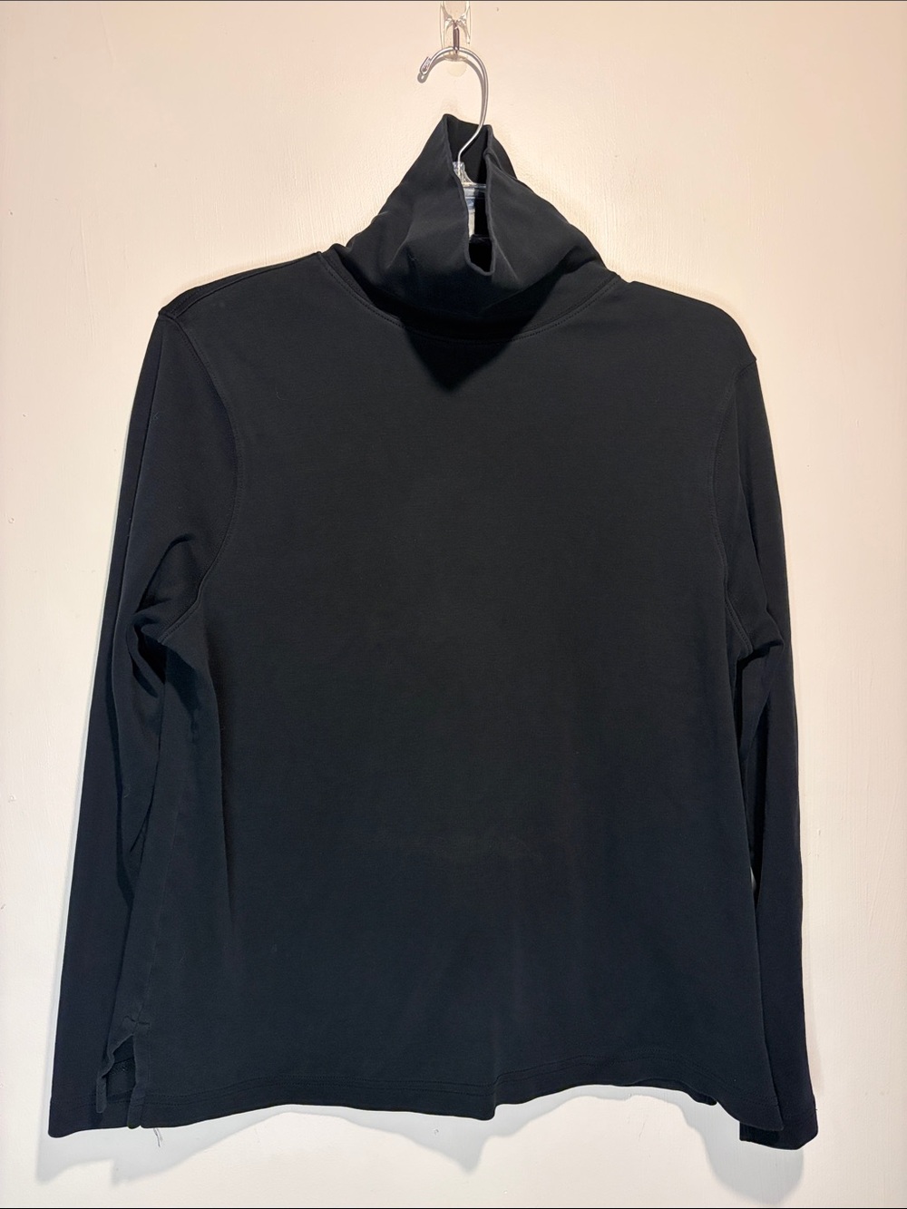 Peruvian Connection 100% Pima Cotton Turtleneck Long Sleeve Top Black SZ L